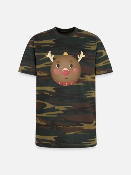 Cozy Reindeer Ornament Ball - Unisex Camo Tee - green camo