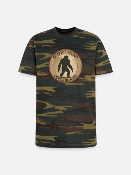 Cryptid Believer Sasquatch Coin - Unisex Camo Tee - green camo