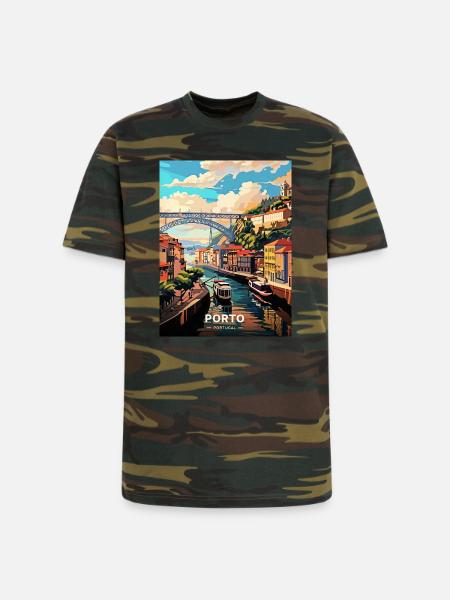 Porto Portugal Travel - Unisex Camo Tee - green camo