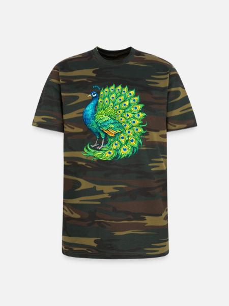Vivid Peacock Cascade - Unisex Camo Tee - green camo