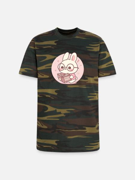Overthinking Queen Bunny Reading - Unisex Camo Tee - green camo
