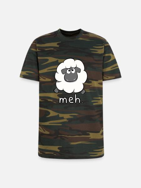 Meh Sheep Cartoon - Unisex Camo Tee - green camo