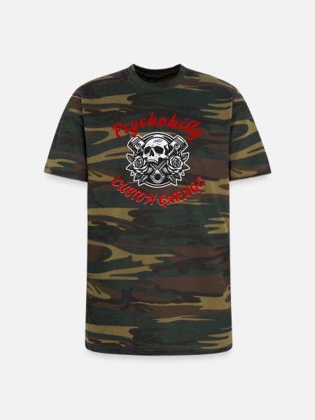 PsychoBilly Custom Garage - Unisex Camo Tee - green camo