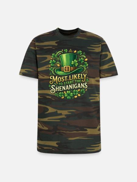 Leprechaun Hat Shenanigans - Unisex Camo Tee - green camo