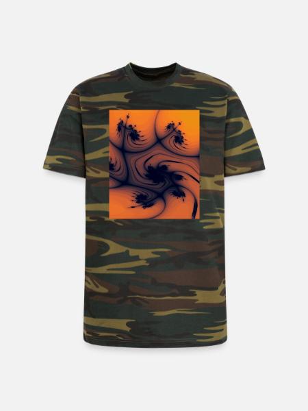 Fractal Flame Swirl - Unisex Camo Tee - green camo