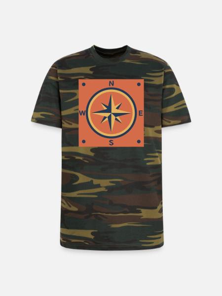 Retro Compass Rose Outdoor - Unisex Camo Tee - green camo