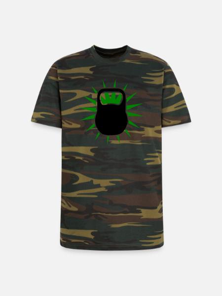 Green Sunburst Kettlebell Emblem - Unisex Camo Tee - green camo