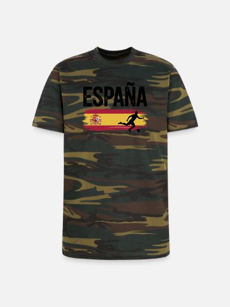 Spain Flag Soccer Splash - Unisex Camo Tee - green camo