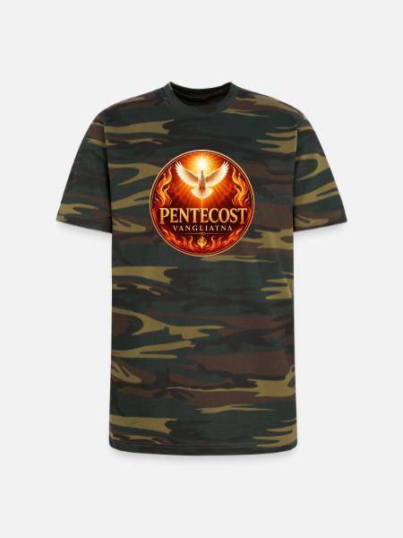 Pentecost Flame Dove Emblem - Unisex Camo Tee - green camo