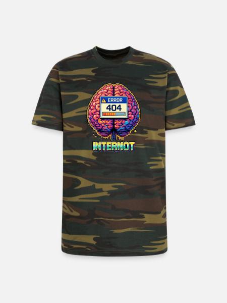 Retro Brain 404 Internet - Unisex Camo Tee - green camo