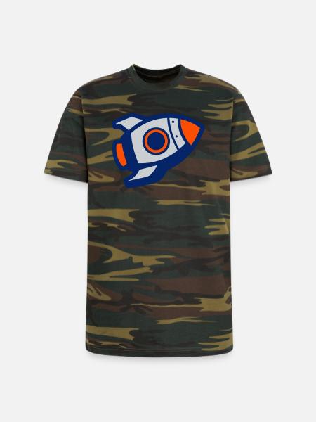 Launching Rocket Silhouette - Unisex Camo Tee - green camo