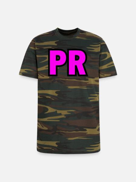PR Initials Block Logo - Unisex Camo Tee - green camo