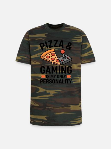 Pizza Arcade Pixel Joy - Unisex Camo Tee - green camo