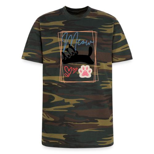 Meow Cat Paw Cute Kitty Lover Design - Unisex Camo Tee