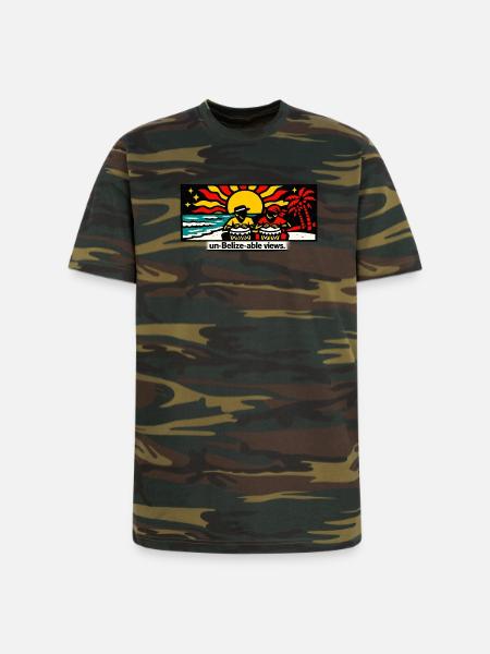 Un-Belize-able Views - Unisex Camo Tee - green camo