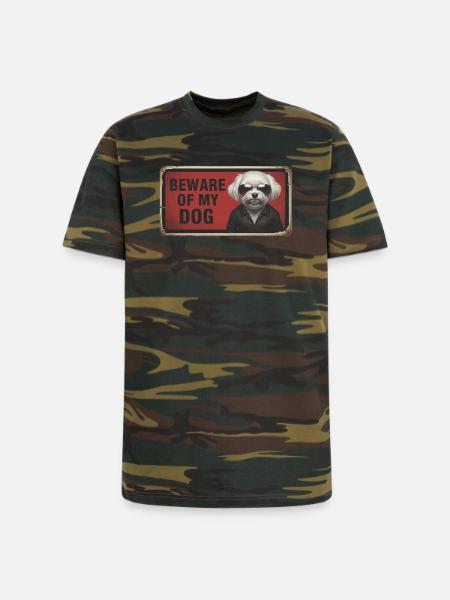 Beware of my dog - Unisex Camo Tee - green camo