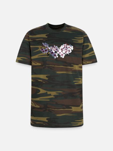 Sprig of Cherry Blossoms - Unisex Camo Tee - green camo