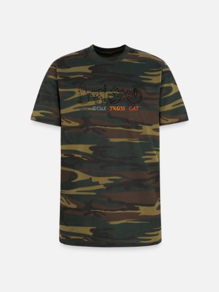Un Deux Trois Cat - Unisex Camo Tee - green camo
