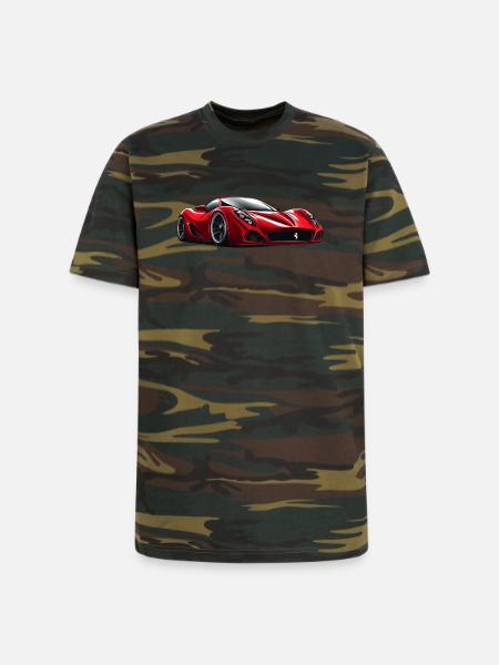 Crimson Velocity Sports Car - Unisex Camo Tee - green camo