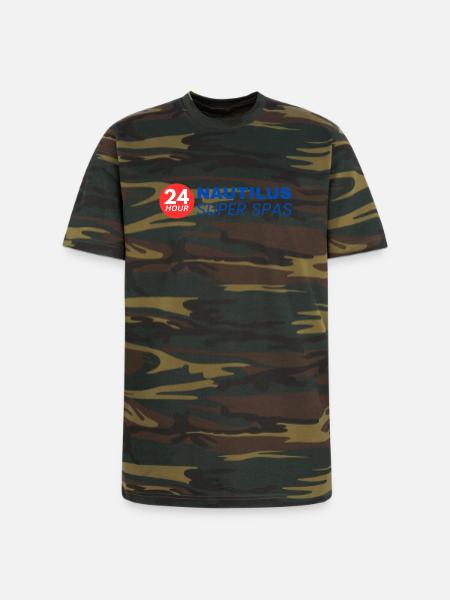 24-Hour Nautilus Super Spas - Vintage 1970s - Unisex Camo Tee - green camo
