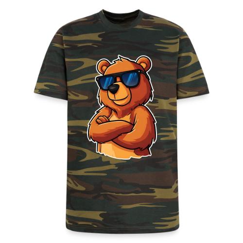 Cool Bear Sunglasses Cartoon Design - Unisex Camo Tee