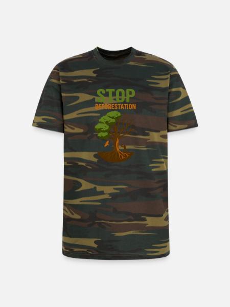Environmental Conservation Deforestation Awareness - Unisex Camo Tee - green camo