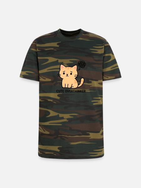 Cute Overthinker Cat - Unisex Camo Tee - green camo