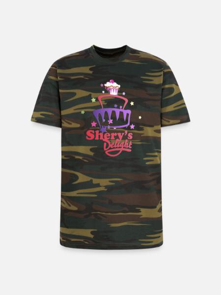 Shery's Delight Bakery Cupcake Flair - Unisex Camo Tee - green camo