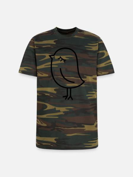 Cute Sparrow Chick – Tweeting Birdie - Unisex Camo Tee - green camo