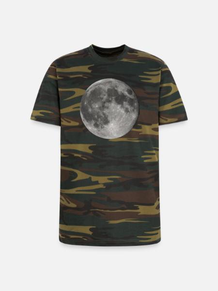 Lunar Echoes Moon Print - Unisex Camo Tee - green camo