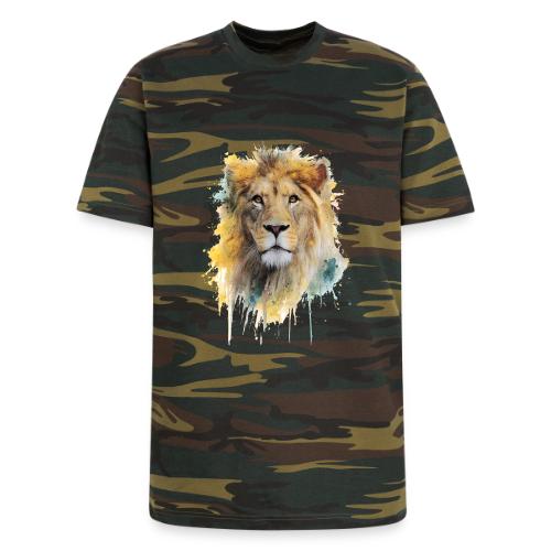 Watercolor Lion Portrait - Unisex Camo Tee