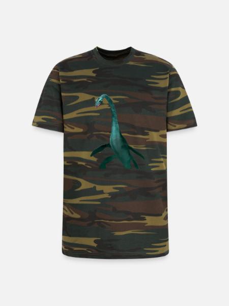 Emerald Long Neck Dino Tee - Unisex Camo Tee - green camo