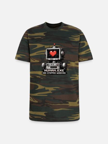 Heartbeat Robot: Human.Exe Stopped - Unisex Camo Tee - green camo