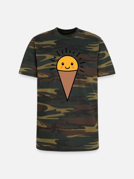 Cheerful Ice Cream Cone - Unisex Camo Tee - green camo