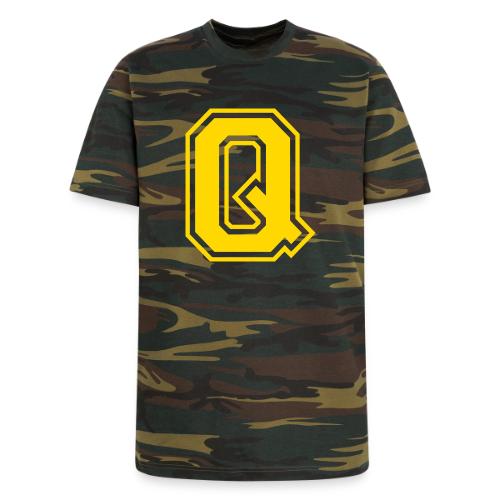 Letter Q – Capital Athletic Alphabet Monogram - Unisex Camo Tee
