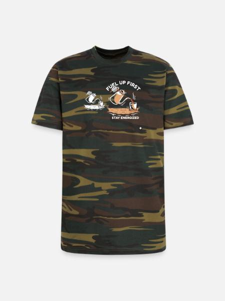 Fuel Up First Stay Energized - Unisex Camo Tee - green camo