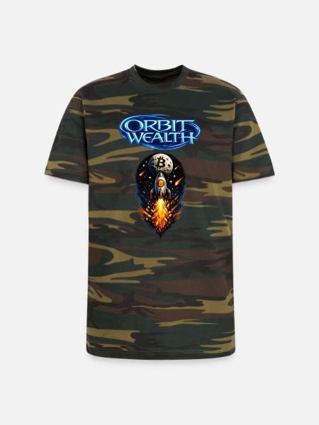 Orbit Wealth Bitcoin Rocket - Unisex Camo Tee - green camo