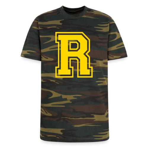 Letter R – Capital Athletic Alphabet Monogram - Unisex Camo Tee