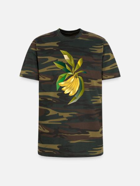 Geometric banana plant illustration - Unisex Camo Tee - green camo