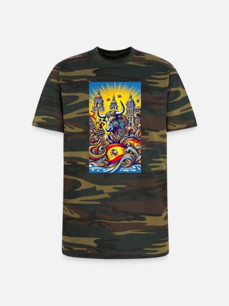 Spanien Stier Espana Design - Unisex Camo Tee - green camo