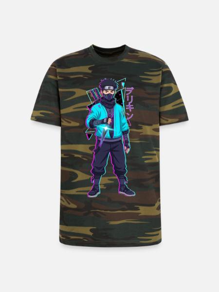Neon Shinobi Cyan - Unisex Camo Tee - green camo
