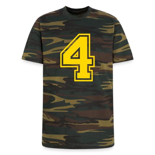 Number 4 in a classic athletic collegiate font - Unisex Camo Tee