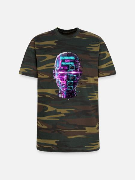 Neon Prompts AI Head - Unisex Camo Tee - green camo