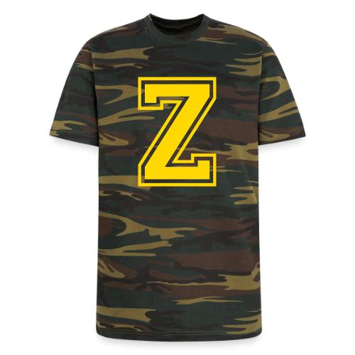 Letter Z – Capital Athletic Alphabet Monogram - Unisex Camo Tee