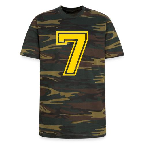 Number 7 in a classic athletic collegiate font - Unisex Camo Tee