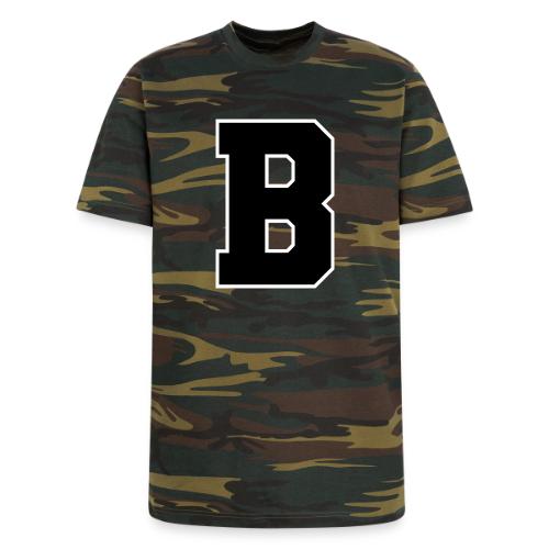 Varsity Letter B Athletic Alphabet Graphic - Unisex Camo Tee