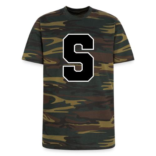Varsity Letter S Collegiate Alphabet Art - Unisex Camo Tee