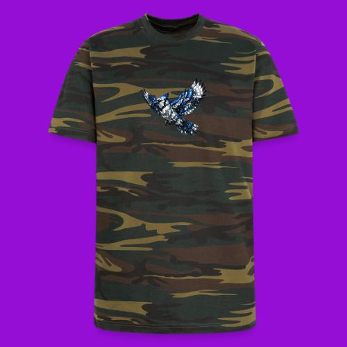 Silver Blue Jay in Flight - Unisex Camo Tee