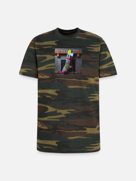 Naughty List Graffiti Sock - Unisex Camo Tee - green camo