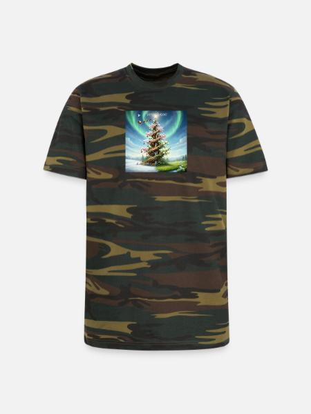 United Seasons Christmas Spiral Tree - Unisex Camo Tee - green camo